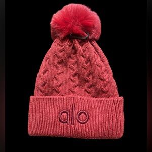ALO Yoga women Cherry Knit Pom-Pom Hat